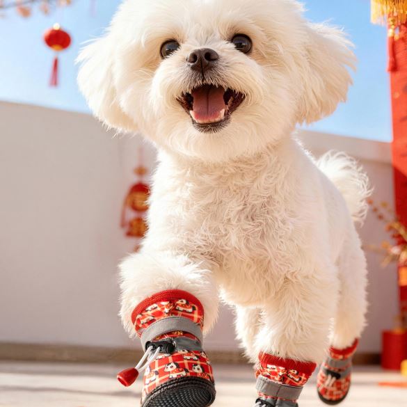 XC06 Reflective All-Weather Dog Boots on a pet