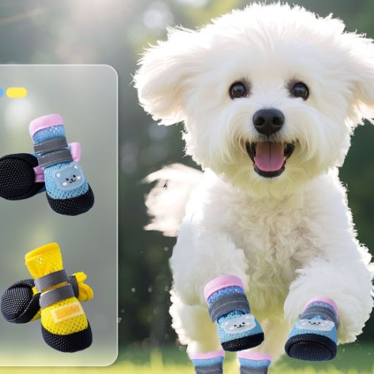 XC07 Mesh Dog Sneakers with Reflective Strap on a pet