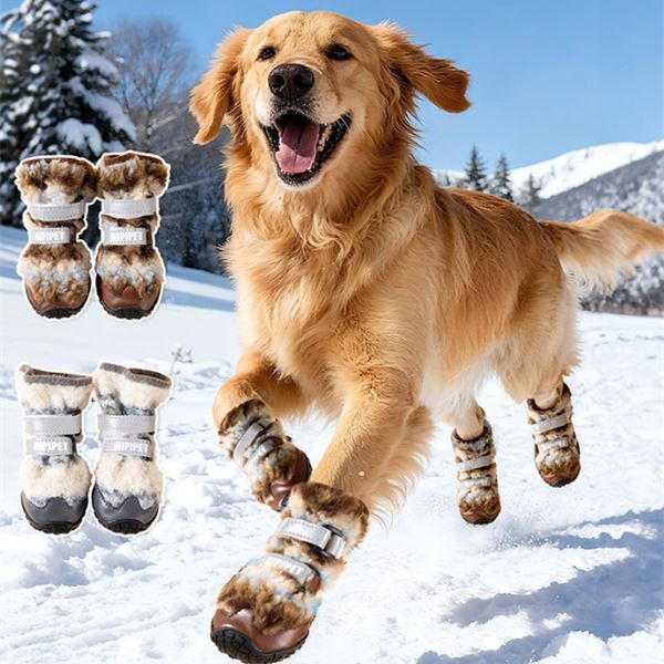 XC13 Faux-Fur Snow Boots for Medium & Large Dogs on a pet