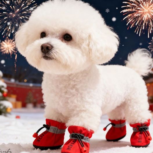 XC14 Padded Waterproof Winter Dog Boots on a pet